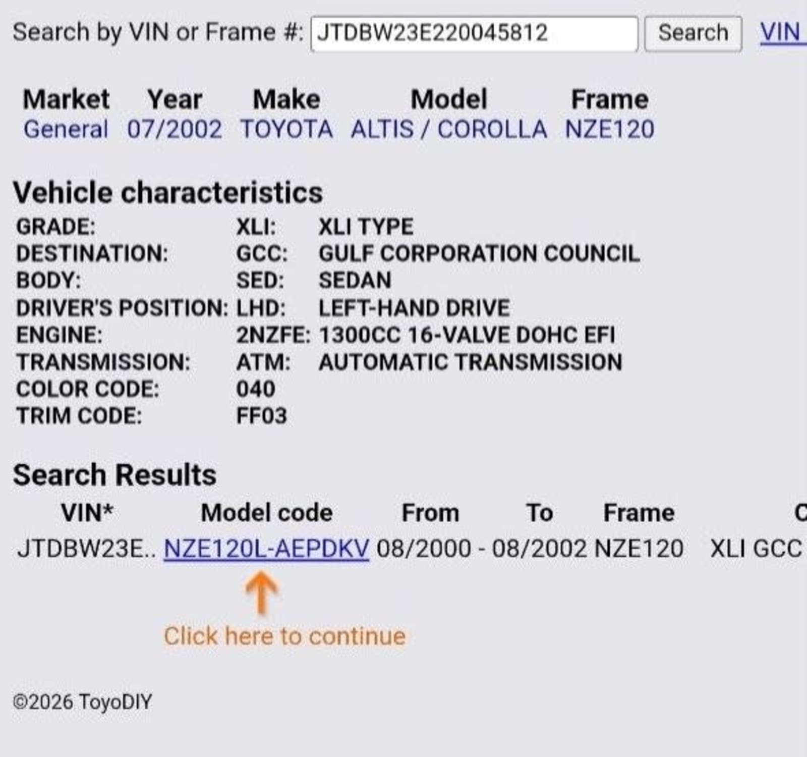 2002 Toyota corolla